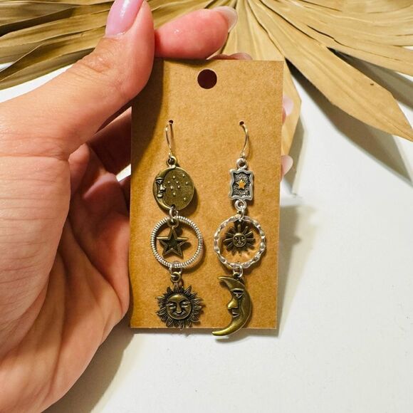 Boho sun dangle earrings S697 - Picture 2 of 4